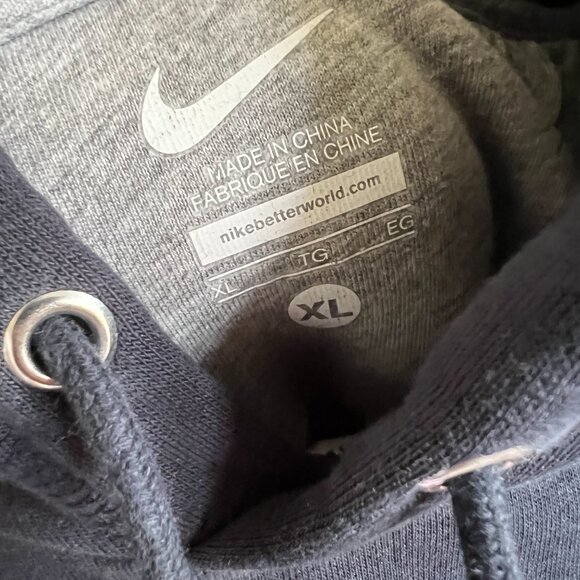 Nike Sweatshirt Hoodie XL Embroidered Orange Swoosh Logo Navy Sportswear - Picture 2 of 9